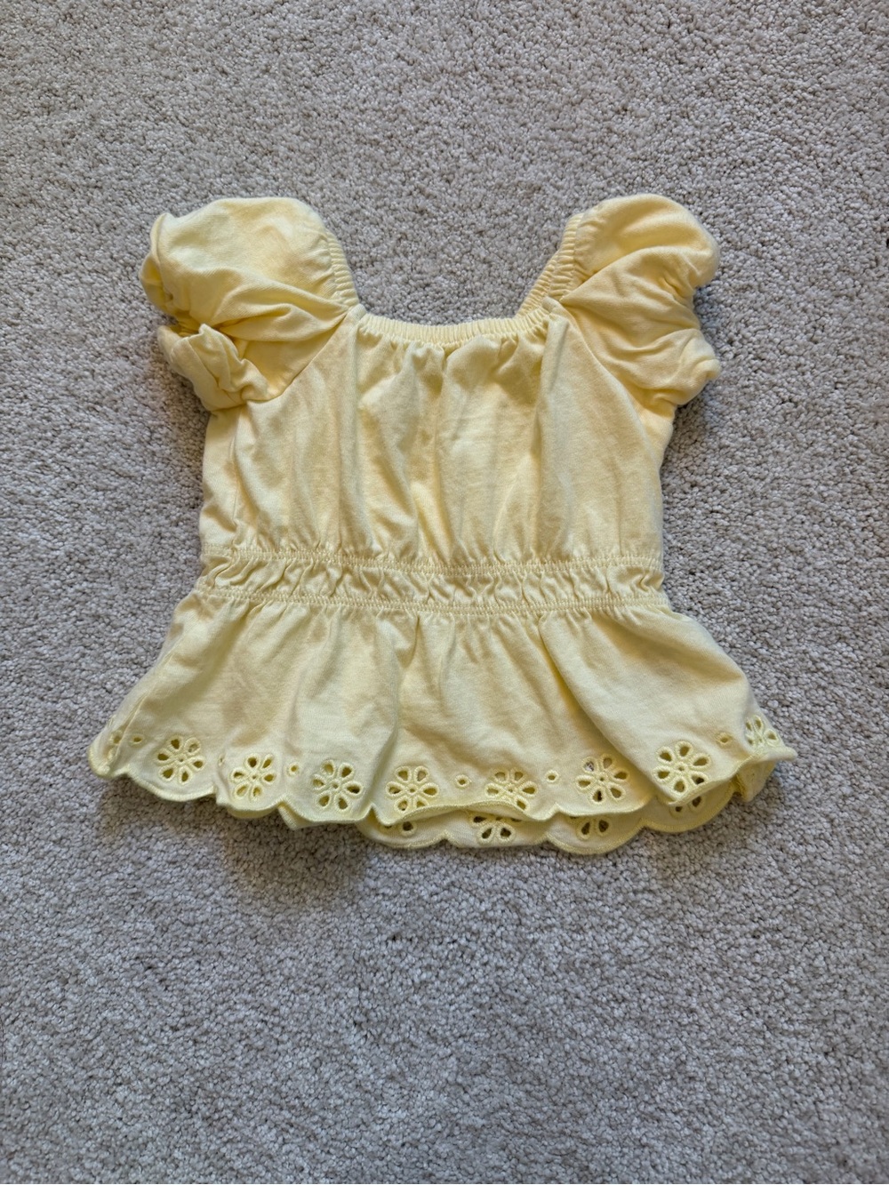 Janie and Jack Pale Yellow Ruffled Neckline Top